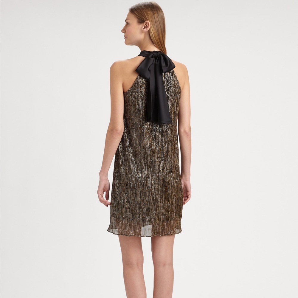 Gold Metallic Bow Swing Dress